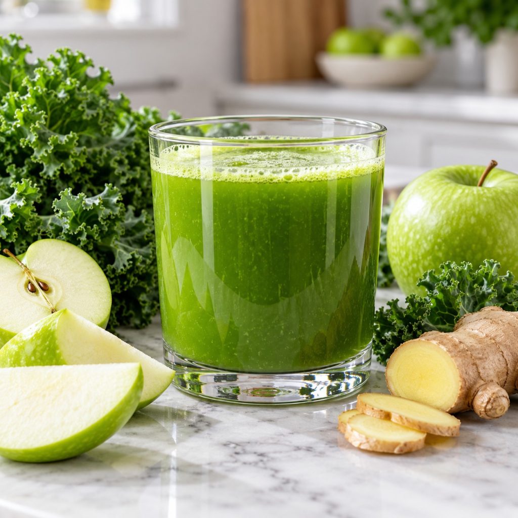 Cold-Pressed Apple Kale Ginger Juice